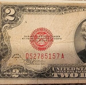 ANTIQUE 1928 $2 DOLLAR CIRCULATED BILL